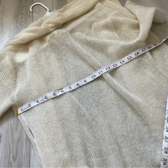 Enrica Japan Mohair Silk Long Line Open Front Cardigan Cream (Small) fuzzy soft - Picture 8 of 11